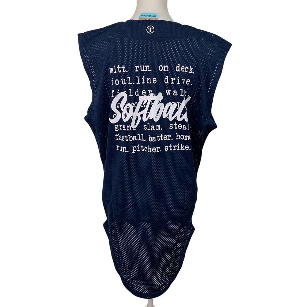 New Hand Printed Unisex Medium Navy Womens Softball Sleeveless Baseball Shirt